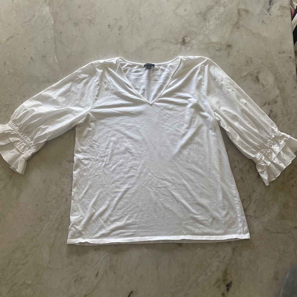 White blouse with ruffle sleeves